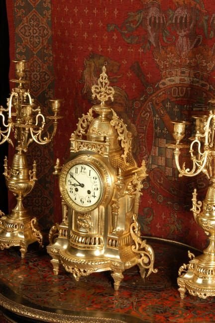 fig 2. Large Antique French Clock Set, by Fritz Marti C1890.